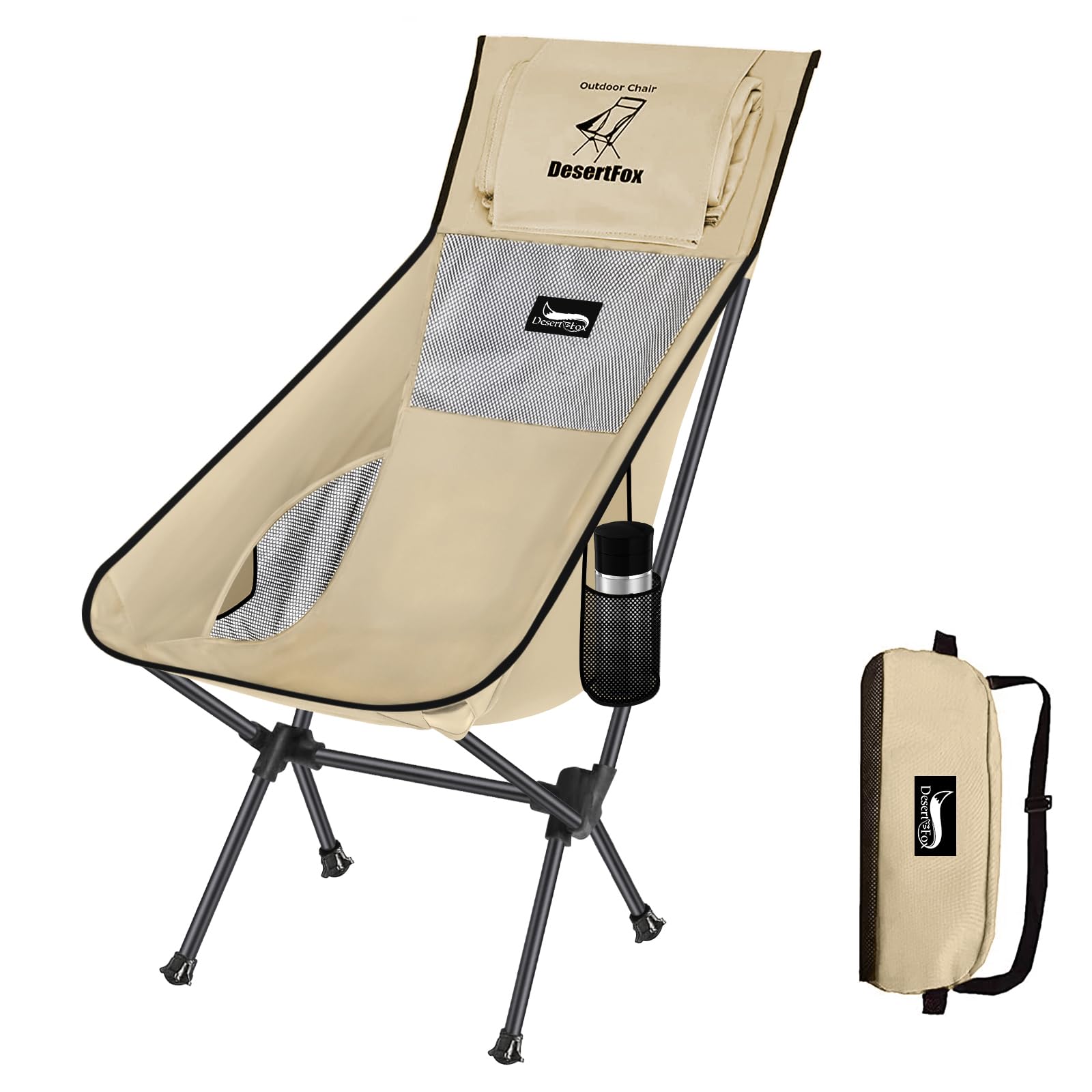 

Складной компактный стул DesertFox Outdoor Chair с высокой спинкой для кемпинга [Уникальная разработка: деформируемый коврик] [Грузоподъемность 150 кг]