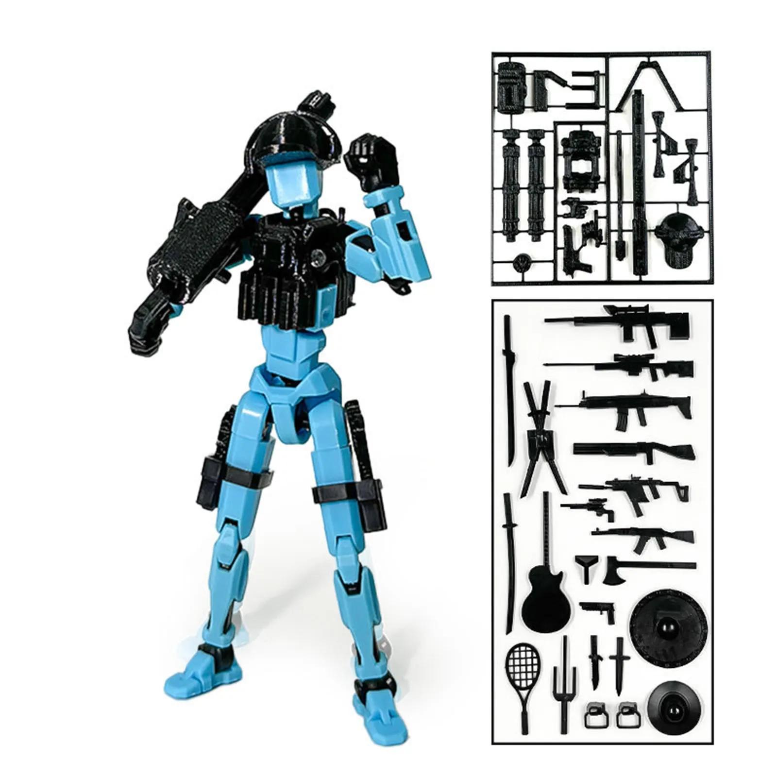 

3D Printed Full Body Mechanical Action Figures Multi-Jointed Movable with Accessories Hand Painted Desk Decor Toy One Size