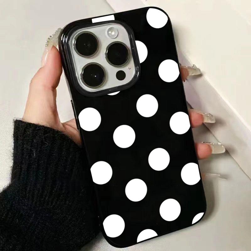 Retro elegant polka dot pattern phone case suitable for iPhone 17 16 15 14 13 12 11 Pro/Max/Plus anti drop and shockproof
