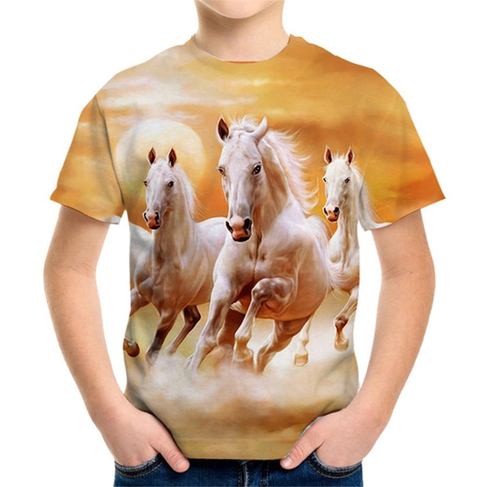Kids Clothes Children's Clothing Horse 3D Print T-Shirt for A Boy Casual Baby Short Sleeves Tees T-Shirts