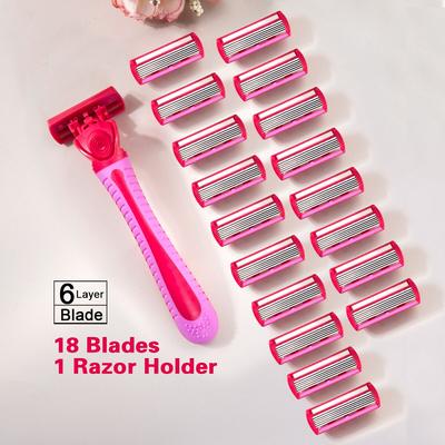 1 Handle + 18 Blades/ Men And Women Body Hair Bikini Safety Razor Blade Female Hair Removal Shaving Shaver Replacement Heads