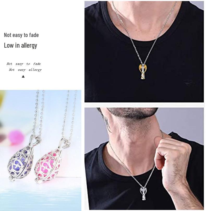 Titanium Steel Hollow Memorial Pet Cremation Pendant Necklace