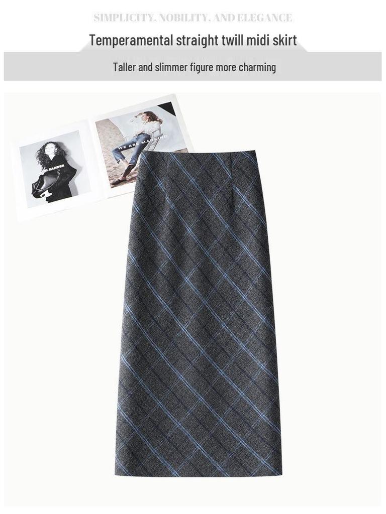 Elegant Retro Wool Plaid Midi Skirt for Women - Autumn/Winter 2025 Collection