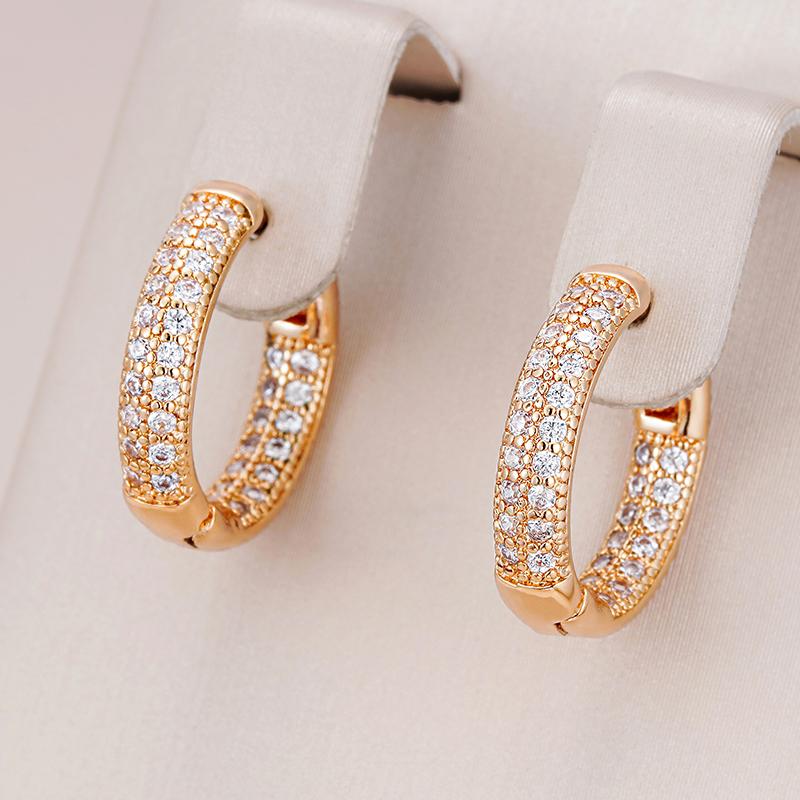 Fashion Natural Zircon Stud Earrings For Women  Rose Gold Color Classic Cute Engagement Earrings Fine Jewelry
