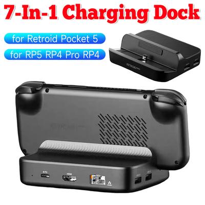 2025 NEW 7 IN 1 Docking Station for Retroid Pocket 5 USB C Charging Dock PD Charging HDMI-Compatible 3*USB3.0 2*USB2.0