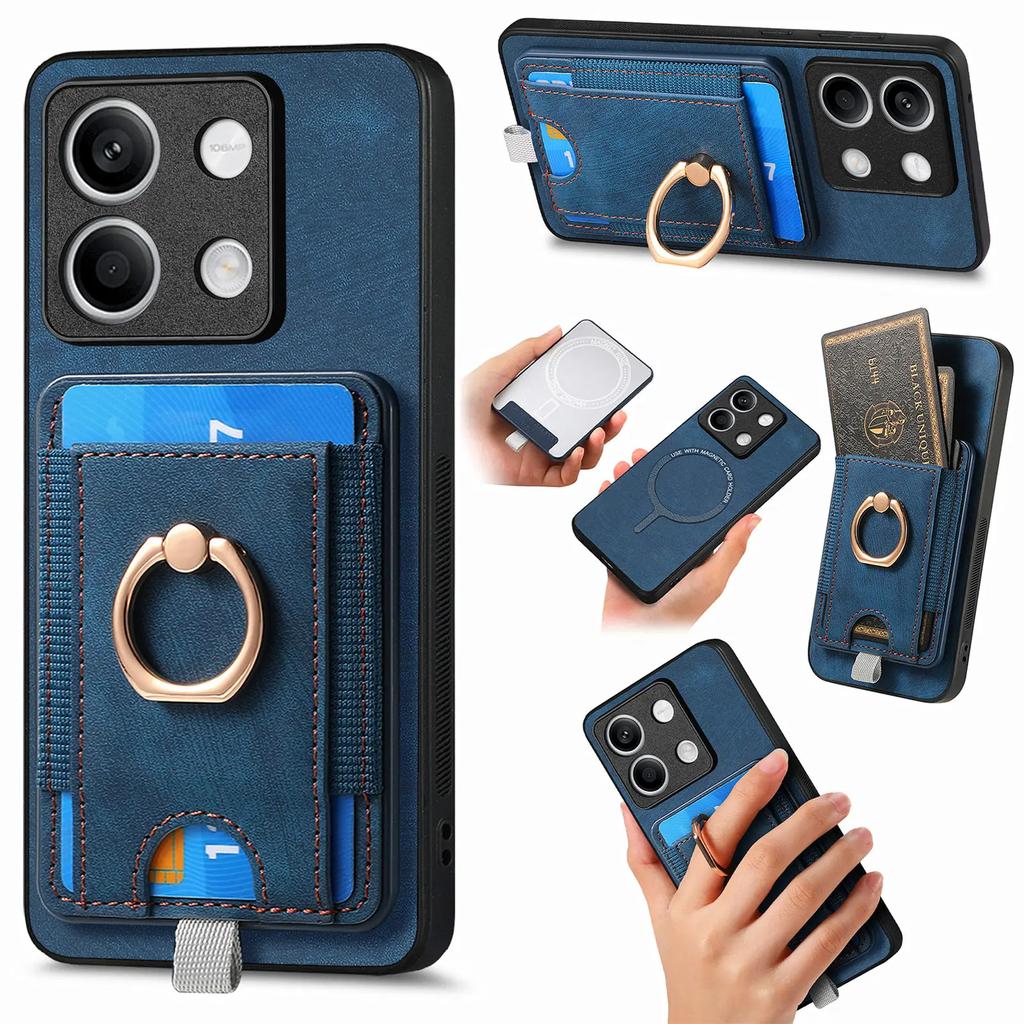 2 in 1 Detachable Cards Solt Wallet Case For Xiaomi Redmi Note 13 12 11 10 Pro POCO X4 X5 F5 X6 13T 13C Ring Holder Bag Cover