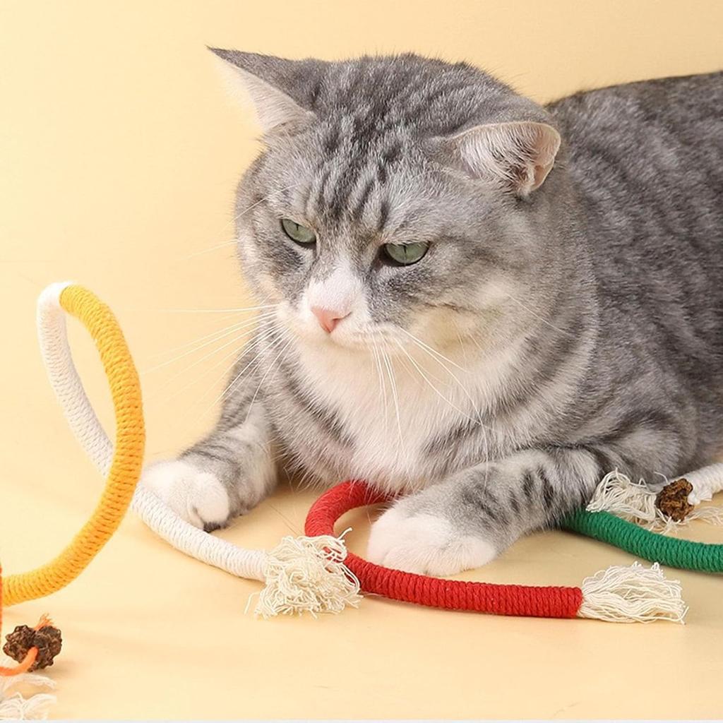 Cat Toys Interactive Molar Cotton Rope Toys Silvervine Cat Teaser Toy Clean Mouth Kitten Play Toy Pet Supplies Accessories