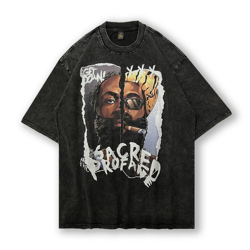 American Hip Hop Retro Old Washed Short-Sleeved T-Shirt Men And Women Oversize Street Skateboard Loose Half-Sleeved T
