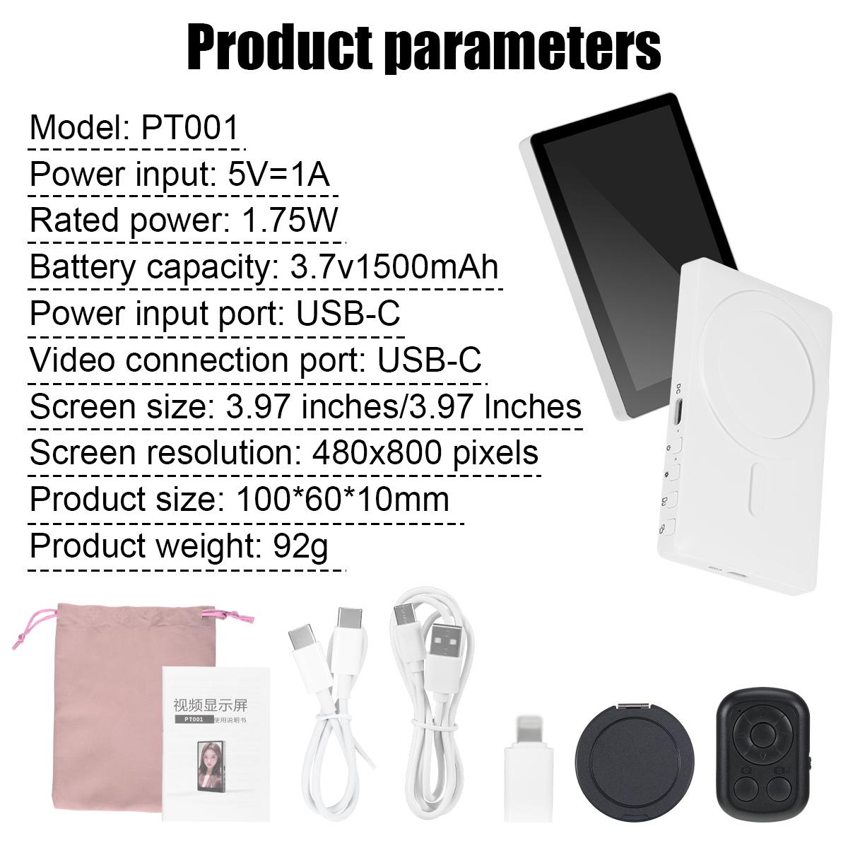 

Wireless Magnetic Monitor Screen for Using Phone Rear Camera for Smartphone Selfie Vlog Live Stream Video Recording