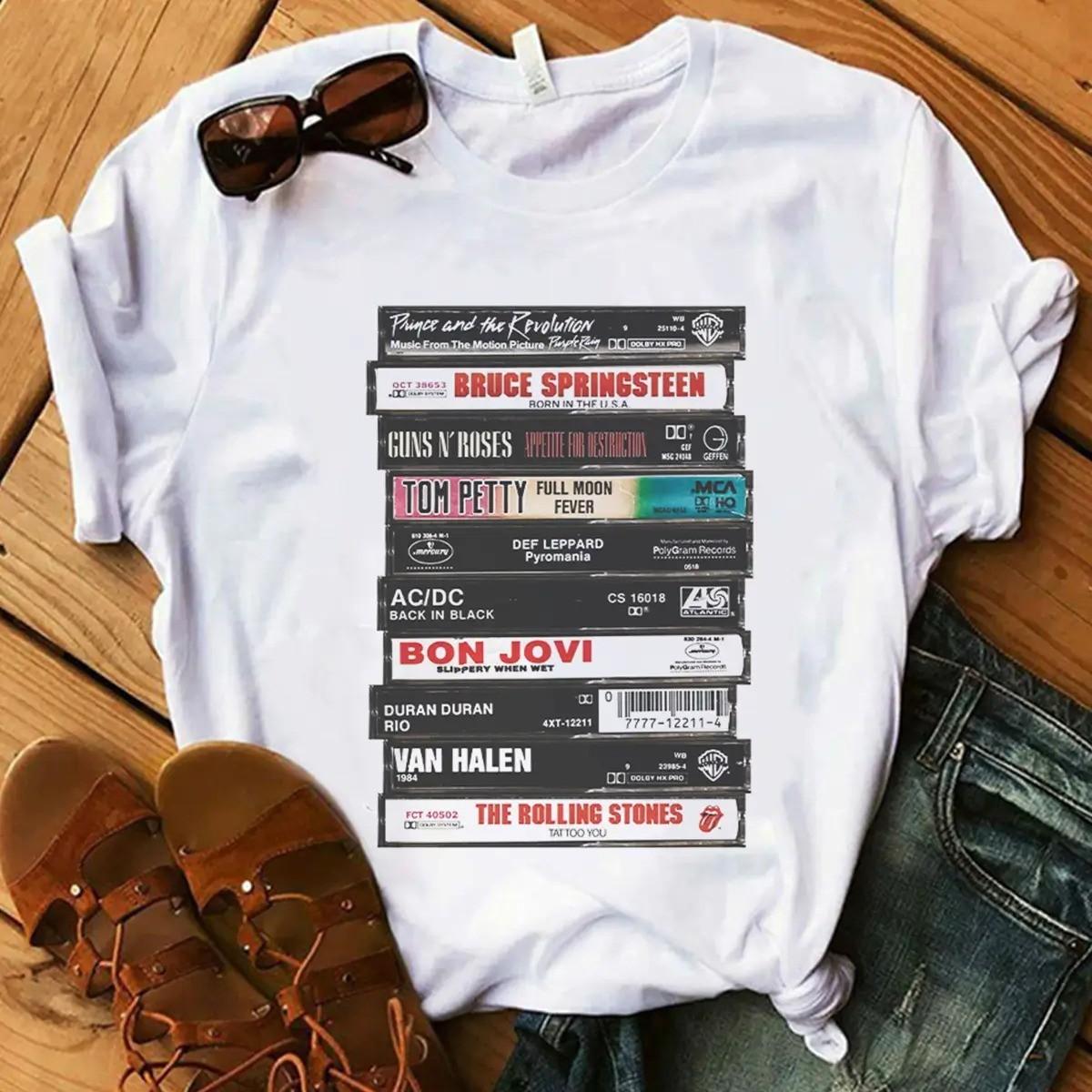 Rock Band Cassettes T-Shirt, Old Album Cassettes T Shirt XXXL