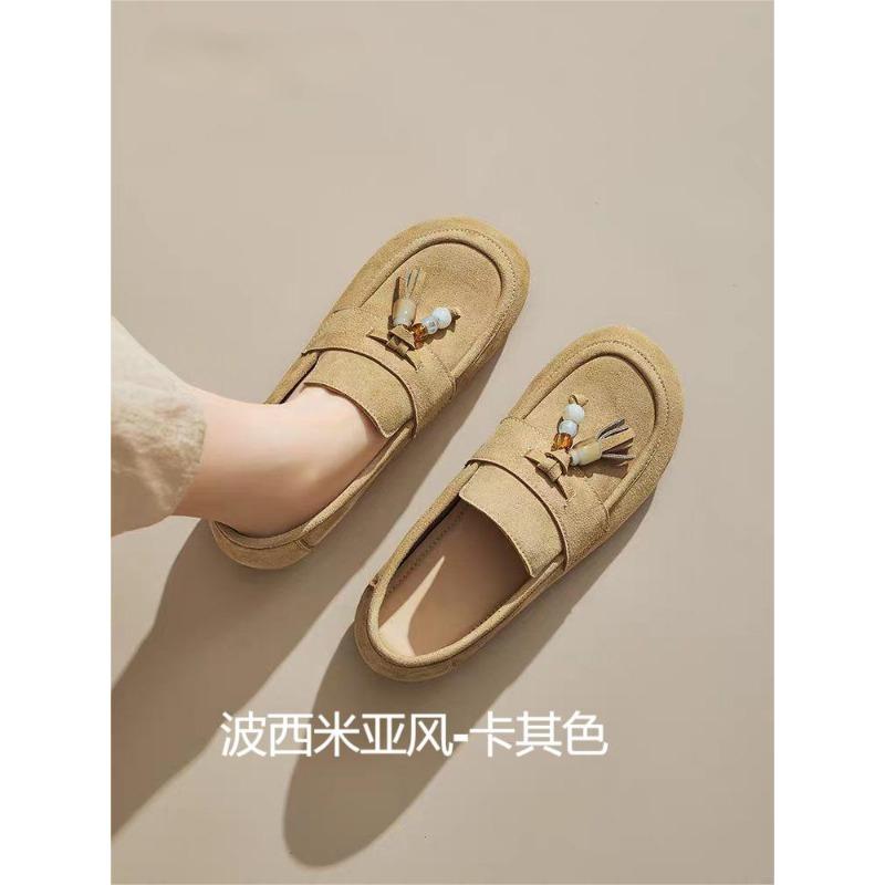 Women's autumn new retro beaded one-pedal single shoes are not tired feet with skirt flat bottom