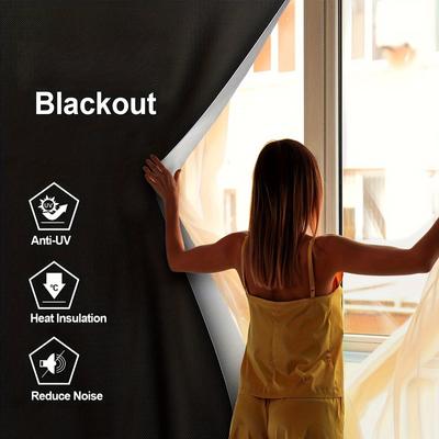 Travel Blackout Curtain Blind Window Thermal Insulated Curtains Bedroom Nursery Black Curtain DIY Window Cover for Dorm