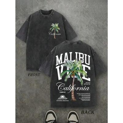 Malibu California Palm Tree T-Shirt Washed T-Shirt Comfort Color Vacation Gift -