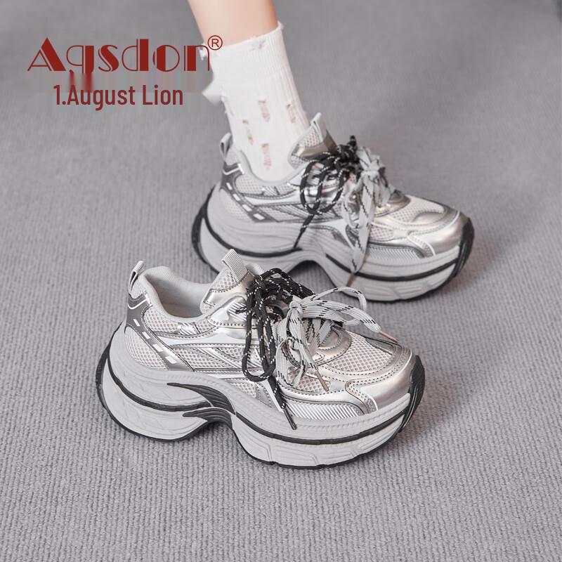Agsdon Women s Retro Thick-Sole Dad Sneakers 37