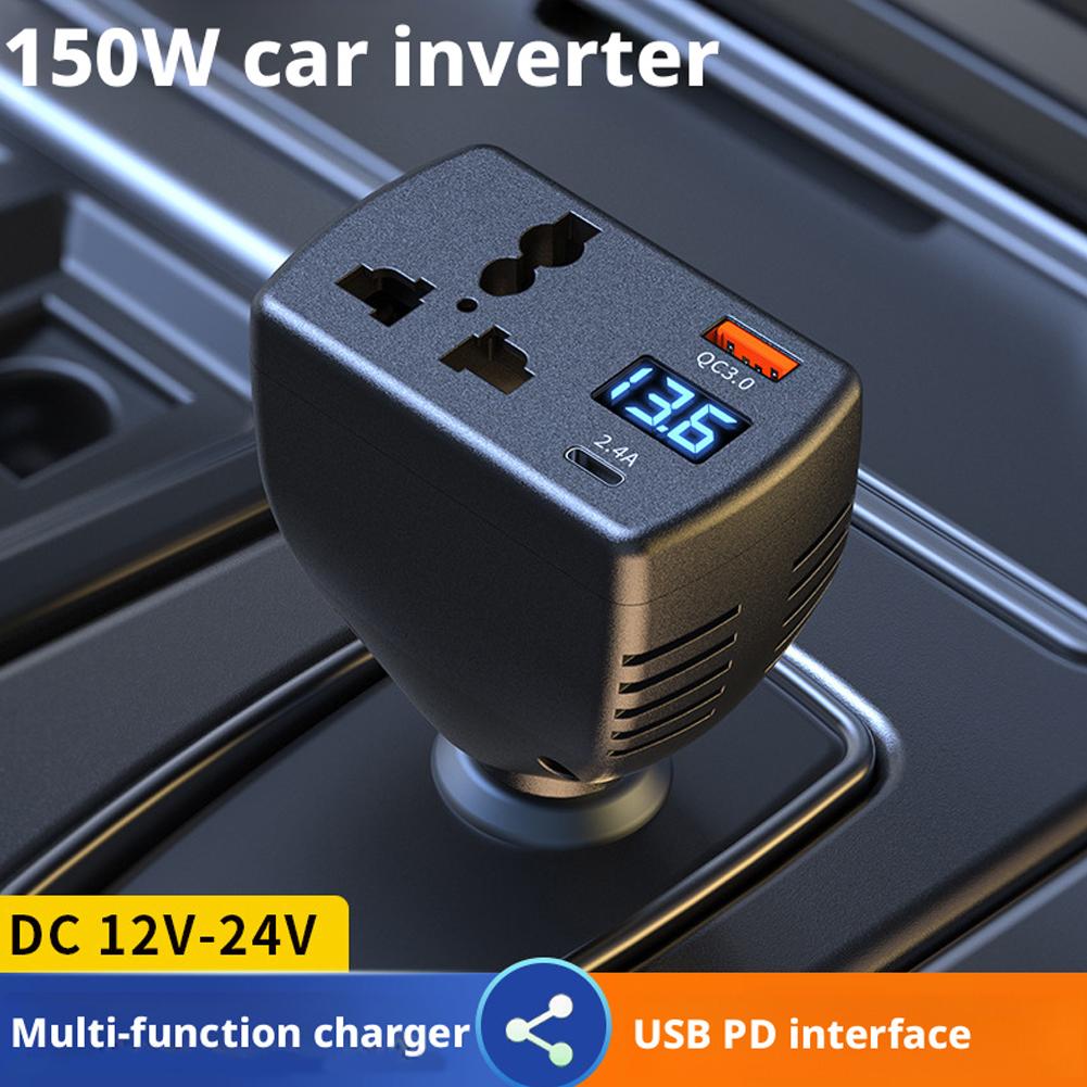 150W Car Power Inverter DC 12V/24V To AC 220V Cigarette Lighter Adapter With QC3.0 USB Port Charger Power Converter
