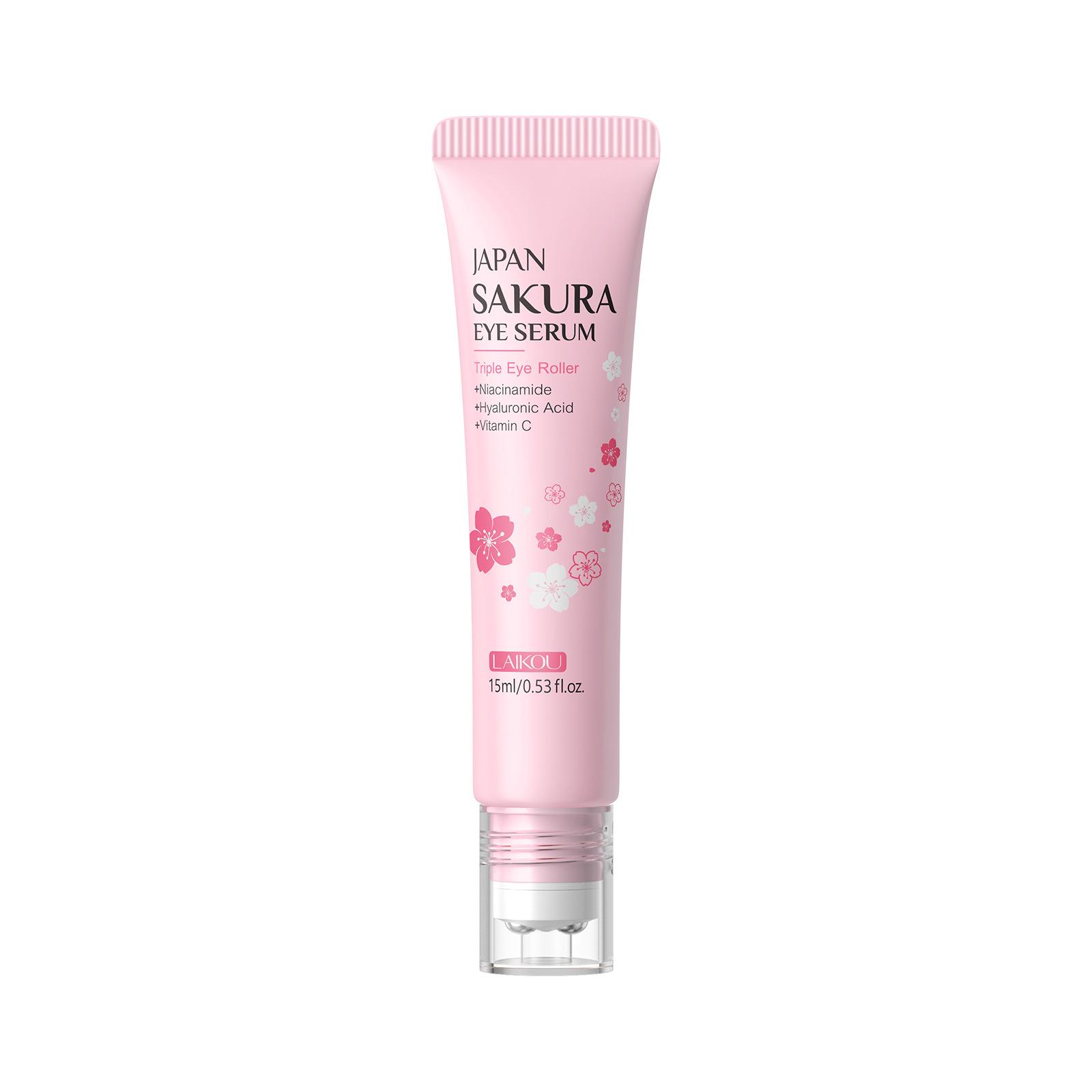 LAIKOU Sakura Eye Serum 15ml Roll-On Eye Cream Moisturizing Hydrating Skin Care for Eye Area 15ml