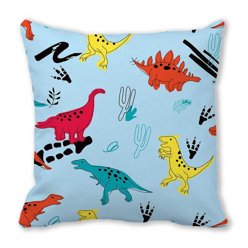 Office Sofa Car Cushion Cover Luxury Home Decoration Pillow Cover Cute Cartoon Little Dinosaur Animal Pattern