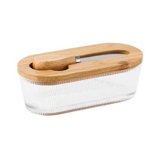 

Стеклянная масленка с крышкой и лопаткой, большая вместимость, легко моется, контейнер для масла, незаменимый аксессуар для любителей масла B