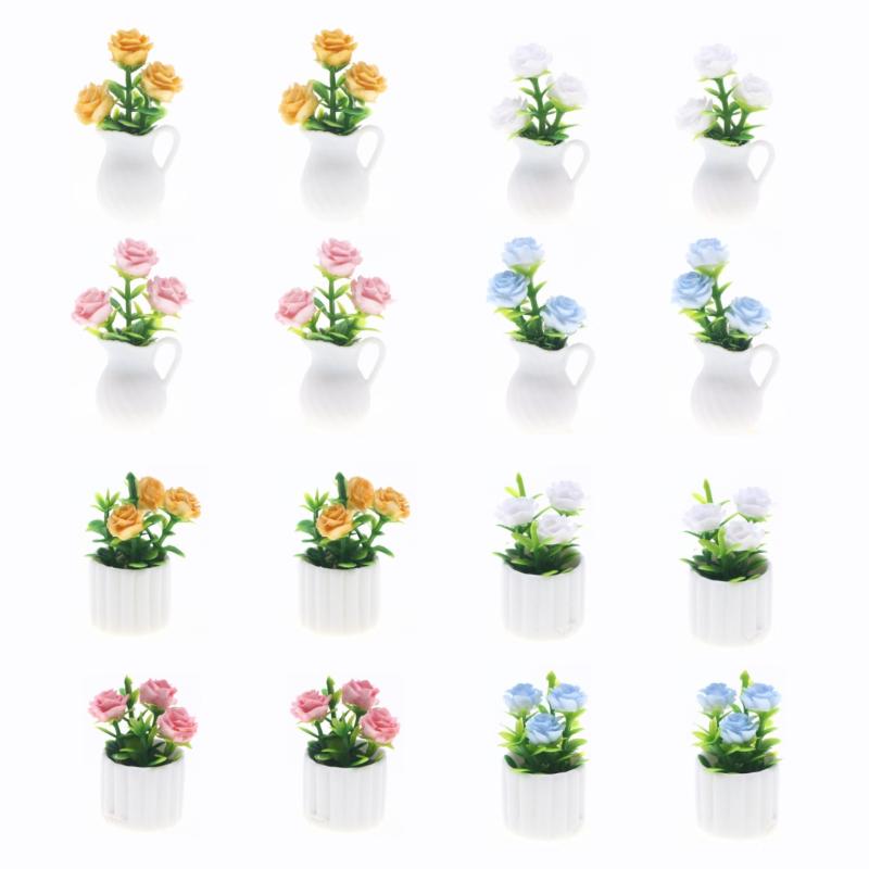 1Pcs Dollhouse Mini Simulation Green Plants Potted Plants Micro Landscape Horticultural Decoration Doll House Accessories