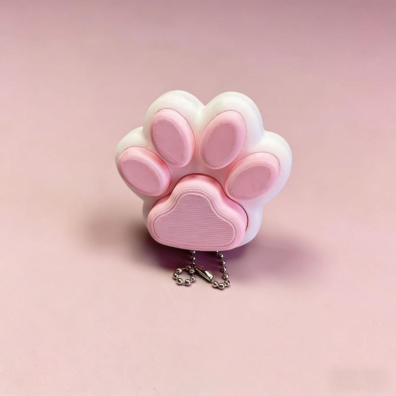 3D Printed Cat Paw Clicker Key Chain Pendant Love Heart Button Key Ring Cartoon Bag Hanging Decor