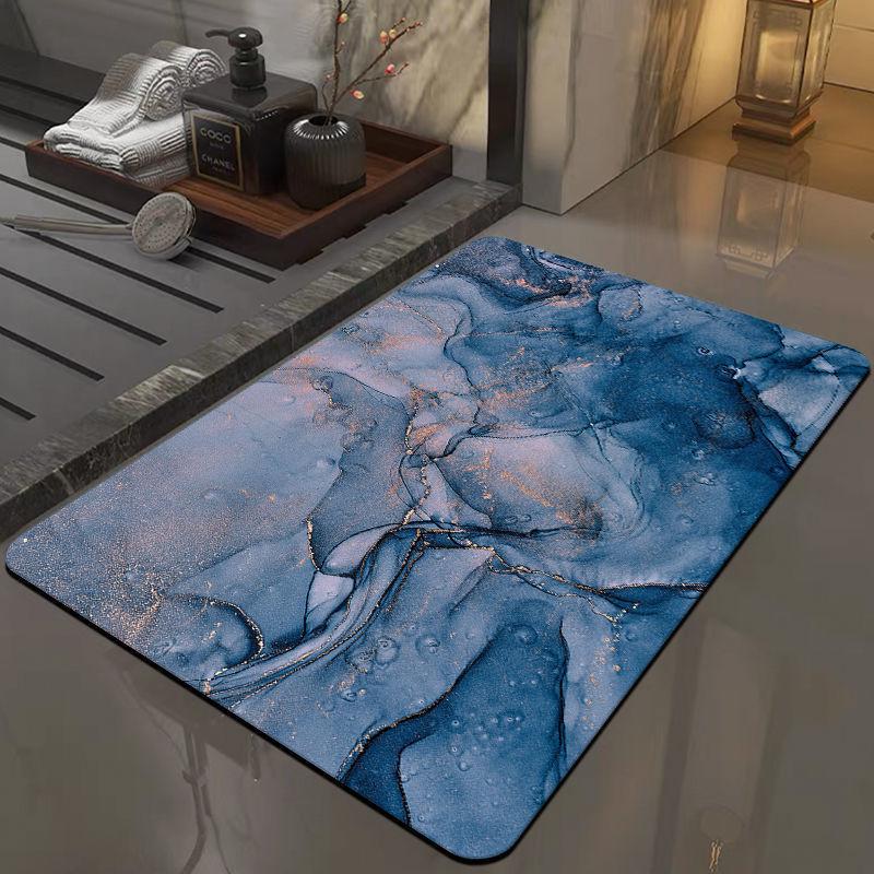 1pc Modern Marble Printed Diatom Mud Carpet Absorbent Quick-drying Bathtub Mat Doorway Decorative Entrance Bathroom Accessories
