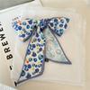 French Pastoral Style Hair Tie Elegant Rose Plum Blossom Bag Strap Bag/Hair Accessories Silk Scarf Headband Women Girls