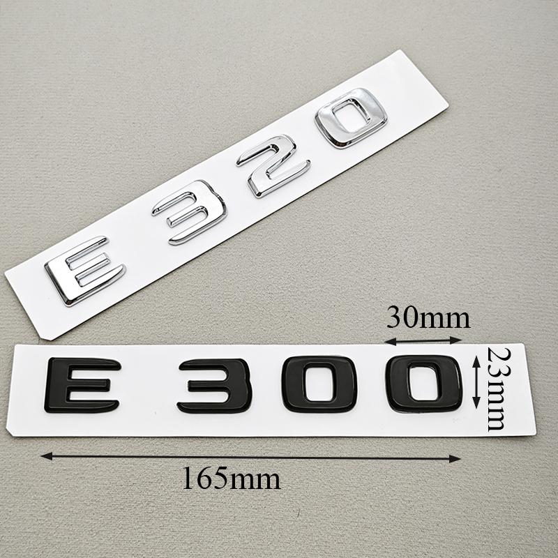 3D ABS Black Chrome Car Letters Logo E200 E220 E300 E320 E400 Emblem Rear Trunk Badge Decals For Mercedes Benz W213 W212 W211