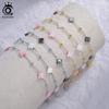 ORSA JEWELS 925 Sterling Silber Vierblättriges Kleeblatt Muschel Armband für Damen Bunt Natürliche Muschelperle Zierlicher Schmuck GMB65