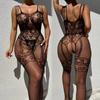 Porno Crotchless Underwear Plus Size Women Mesh Lace Floral Body Suits Black Sexy Open Bra Bodystockings Hot Erotic Lingerie Set