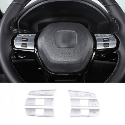 Alloy Silver Steering Wheel Button Cover Trim For Honda Civic 11th