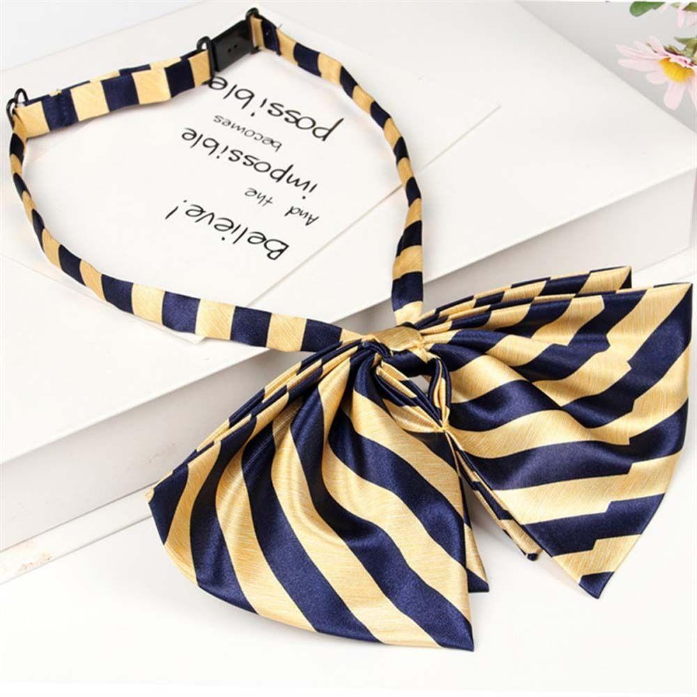 Stripe Airline Stewardess Necktie Double Layer School Students Neckties Bowknot Neckties  Daily