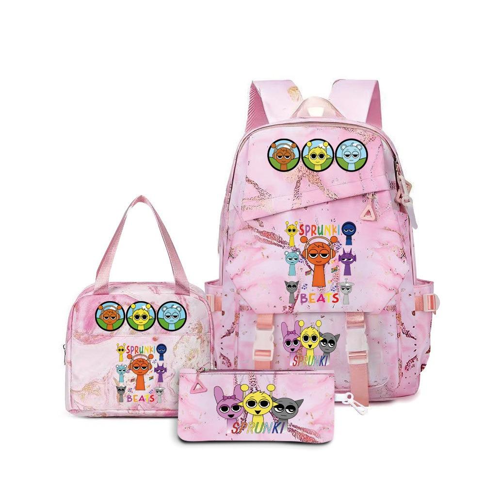 New rhythm box music game schoolbag backpack pencil bag three-piece set student heat transfer backpack
