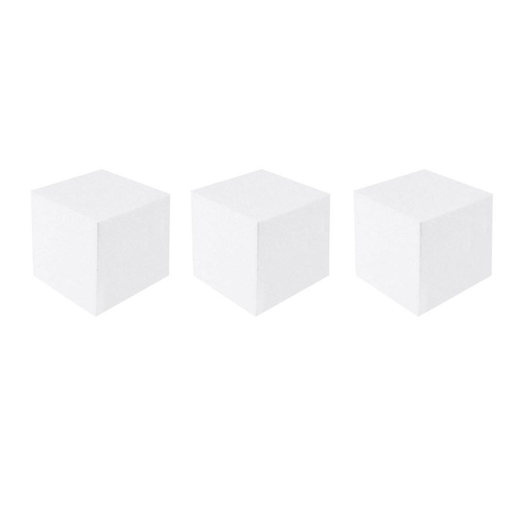 4Pcs Craft Foam Cube Blocks 15x15cm White Lightweight Sculpture Base for Cake Decorating Practice DIY Mold Baking Display Tools