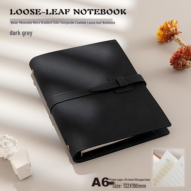 Двухслойный кожаный дневник-путешествие на пряжке - Ретро мягкий блокнот-папка на кольцах с логотипом