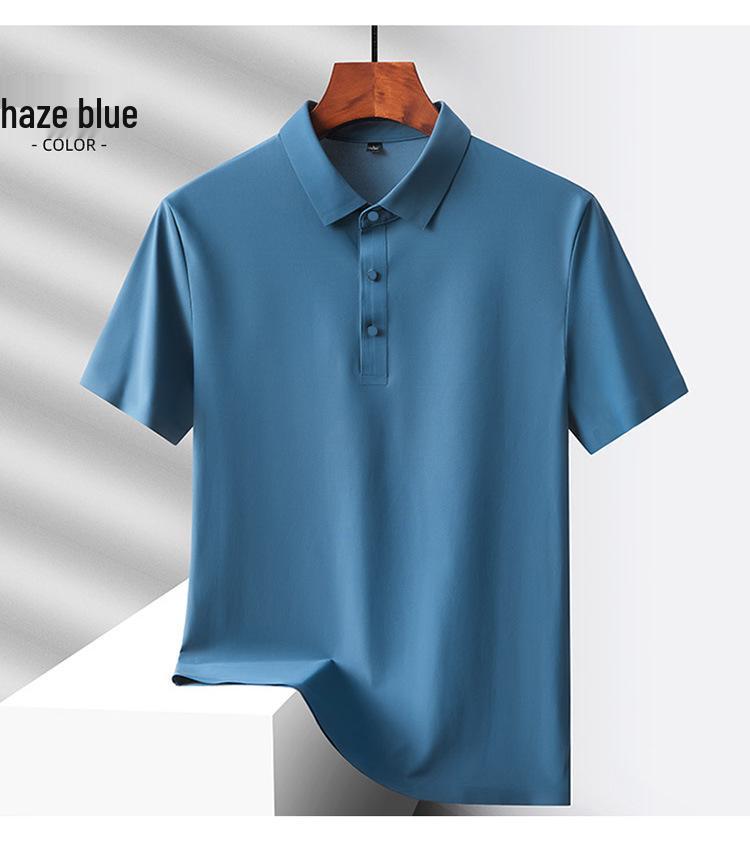 Custom Logo Quick-Dry Seamless Polo: Summer Ice Silk Cool Feel Lapel Short Sleeve Work Shirt