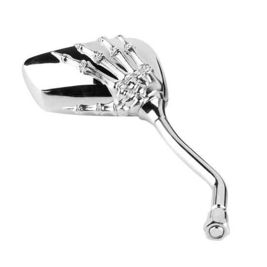 1 Pair Left Right Universal Motorcycle Chrome Skull Hands Side Rear View Mirrors