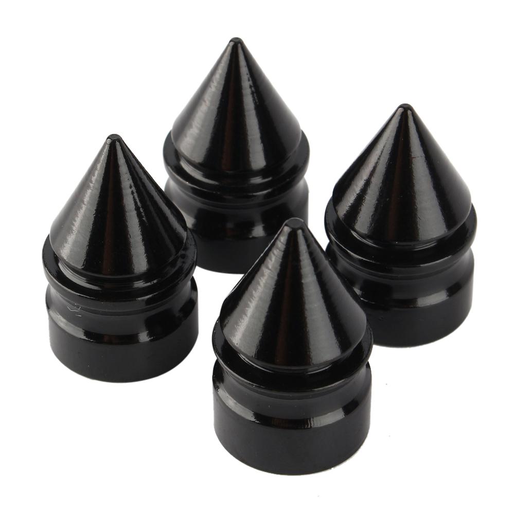 4Pcs Tower Tyre Valve Cap Black Aluminium Alloy Replacement Kit for Automobile Motorcycle