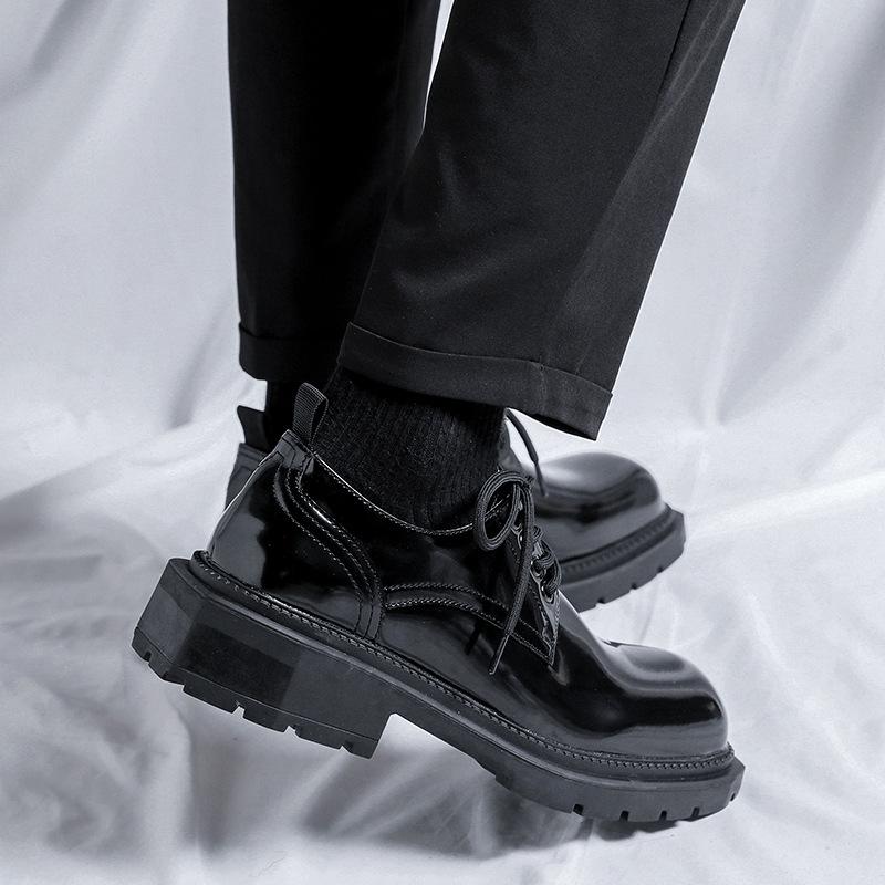 Móda Muži Zelené Boty na Vysoké Platformě s Lesklé Kůže Pánské Japonské Harajuku Korejský Streetwear Nové Obchodní Svatba Kožené Boty