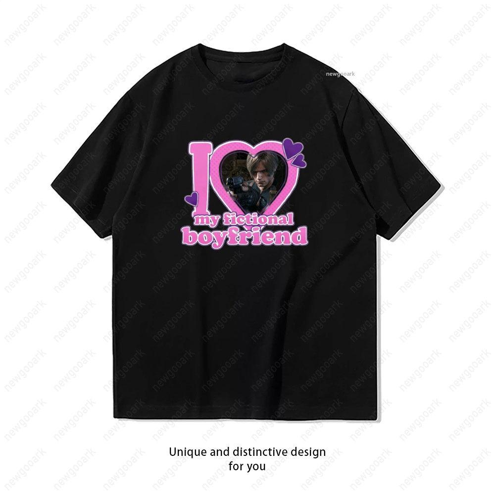 I Love My Fictional Boyfriend Leon Kennedy TShirt Women Unisex Casual Cotton Graphic T Shirts Girlfriend Gift Shortsleev Vintage