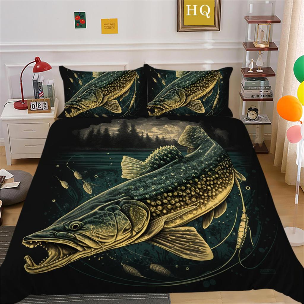 3D Fish Series Bedding Set Quilt Cover Pillow Cover Bedding Set AU King Full Size Single/Double Bed Home Decoration