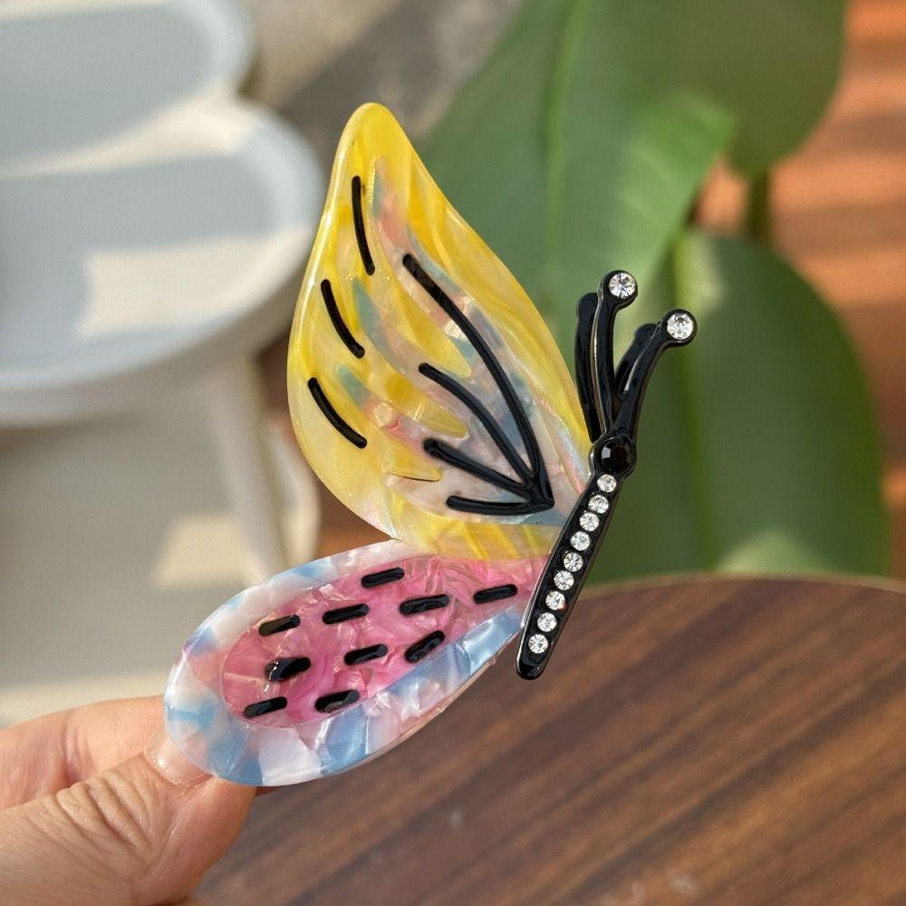 Sweet Acetic Acid Hair Claw Korean Style French Shark Clip Butterfly Acetate Hair Claw  Women
