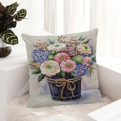 Blumen-Kissenbezug Frühling Sommer Blumen-Kissenbezug Dekokissenbezug für Wohnzimmer Sofa Schlafzimmer Haus Bauernhaus Dekoration