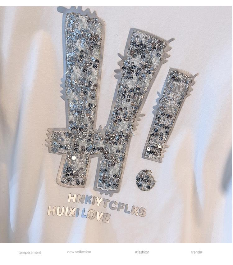 Women's Plus Size Loose Fit Mid-Length Round Neck T-Shirt, Short-Sleeved (Sizes 200/300/350 jin)