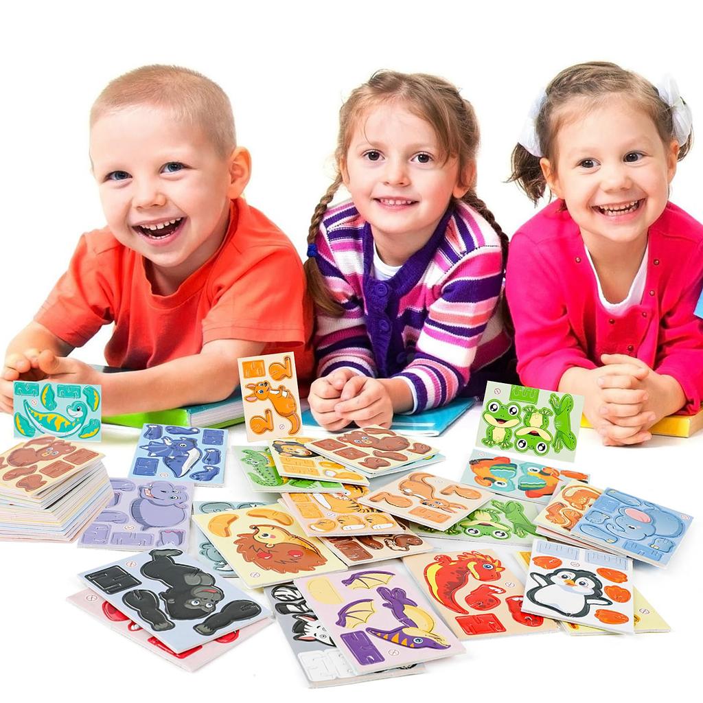 30PCS 3D Fun Mini Animal DIY Jigsaw Puzzles Toys for Kids Birthday Party Favors Classroom Rewards Baby Shower Educational Gifts