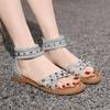 Women's Shoes  Fashion Back Zipper Women's Sandals  Rivet  Daily Sandals Women Summer Peep Toe Solid Flat Sandals
