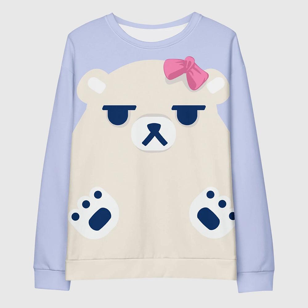 

K-Pop Охотники на демонов Мира Белый медведь Толстовка с длинным рукавом Повседневный пуловер с круглым вырезом Флисовая теплая свободная женская мультяшная толстовка XXXL