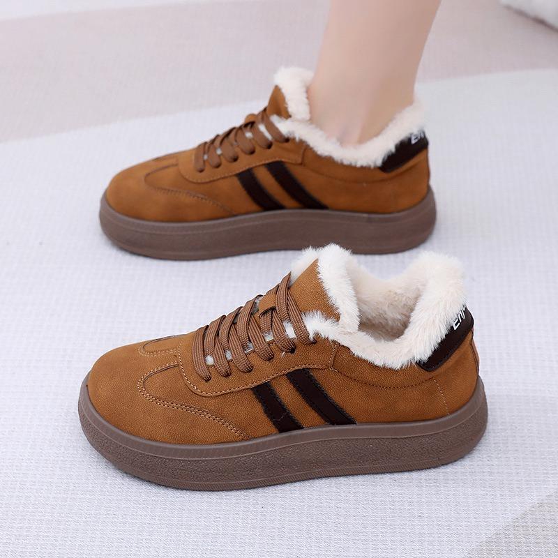 New velvet muffin women's shoes thick baseplate shoes versatile women's cotton shoes retro sports casual warm shoes children