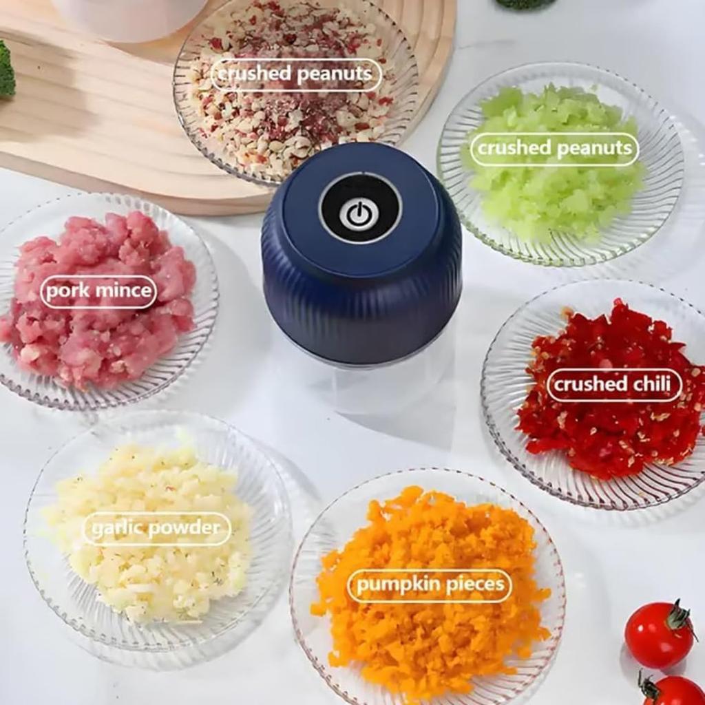 Elektrischer Knoblauchhacker, Tragbarer Hacker, 300 ml Knoblauch, Kabelloser Lebensmittel-, 304 Edelstahl ,