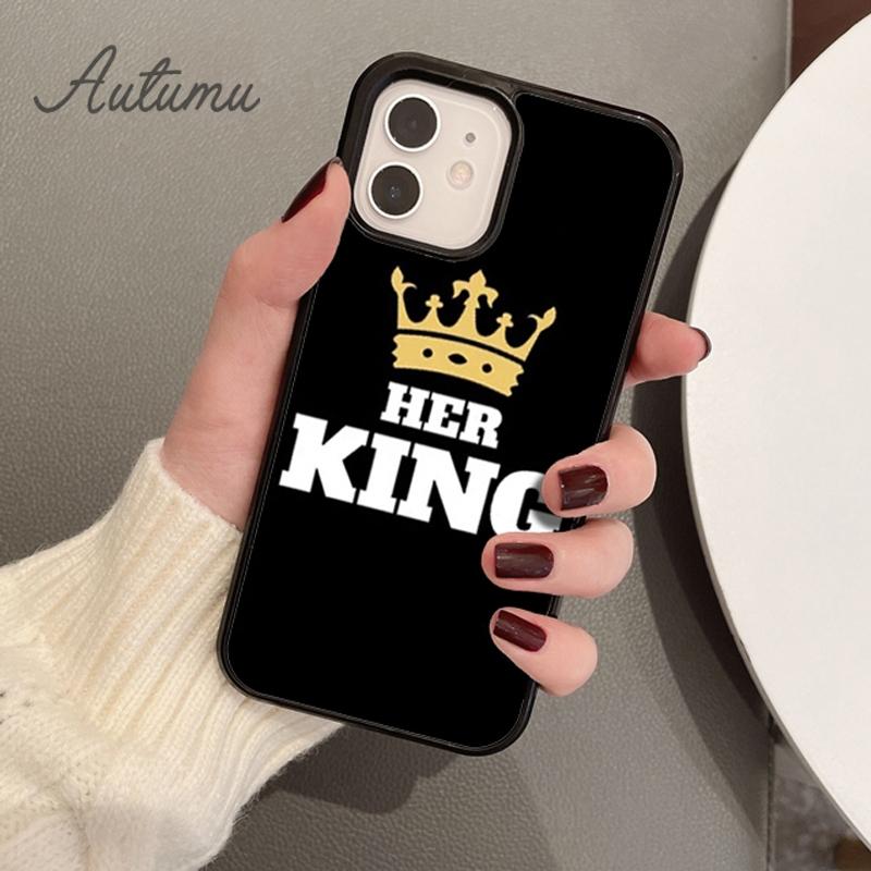 Couples Her King His Queen Phone Case for iPhone 17 Air 15 16 11 12 13 14 Pro Max Plus Cover coque Fundas Shell