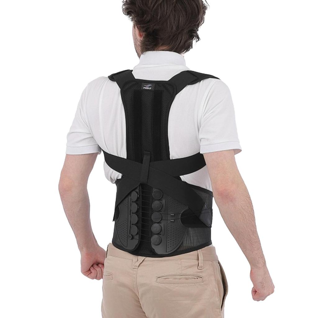 FiCOLY Back and Waist Posture Supporter with Mesh Back Posture Supporter, Pulleys, Support, 2-Way Belt, Corset, Unisex, FB-4 (L)
